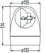 Hella Rotating Beacon H12V Amber Lamp 2Rl