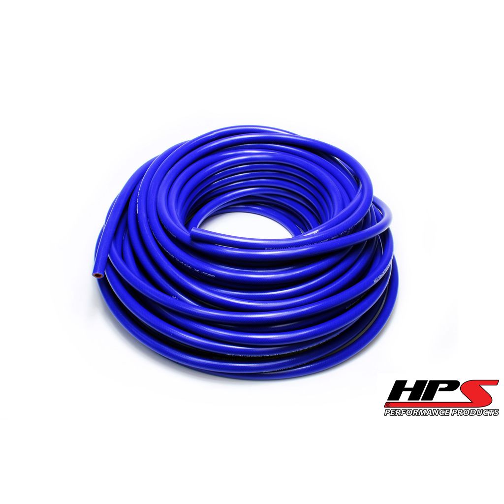 HPS Performance Silicone Heater Hose TubingHigh Temp 1-ply Reinforced1/4" ID50 Feet RollBlue