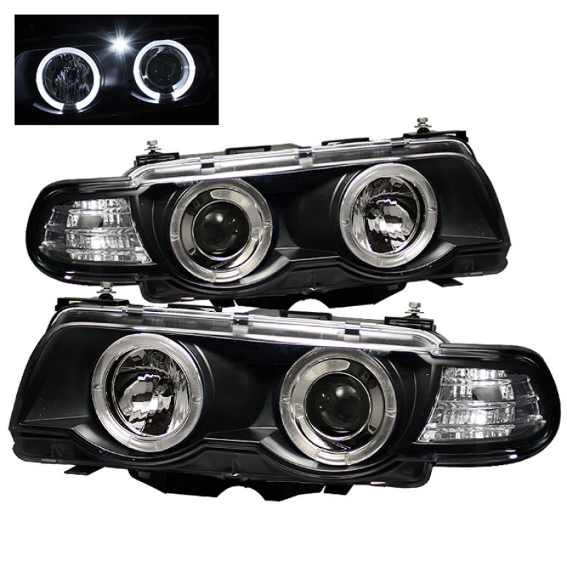 Spyder BMW E38 7-Series 99-01 Projector Headlights 1PC Xenon- LED Halo Blk PRO-YD-BMWE3899-HID-HL-BK