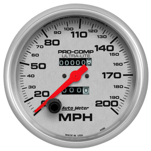 Autometer Ultra-Lite 5 inch 200 MPH Mechanical In Dash Speedometer