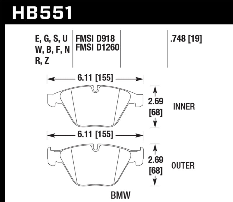 Hawk 07-09 BMW 335d/335i/335xi / 08-09 328i/M3 Blue 9012 Race Front Brake Pads