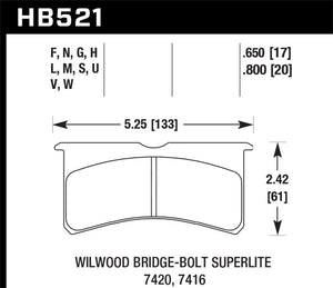 Hawk Wilwood Superlite 4/6 Forged DTC-60 Race Brake Pads