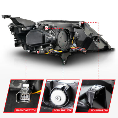 ANZO 14-20 Chevrolet Impala Square Projector LED Bar Headlights w/ Black Housing