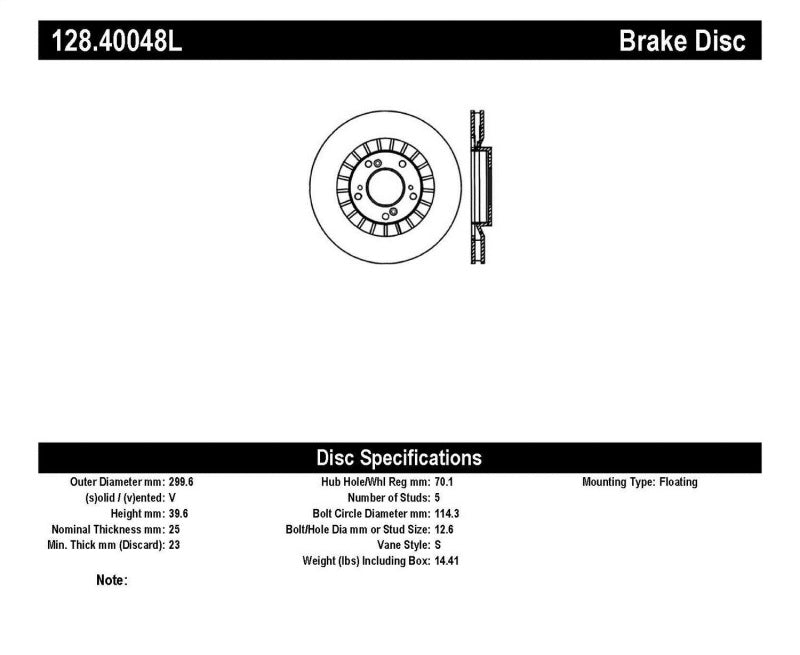 StopTech 00-09 Honda S2000 Front Drilled Left Rotor