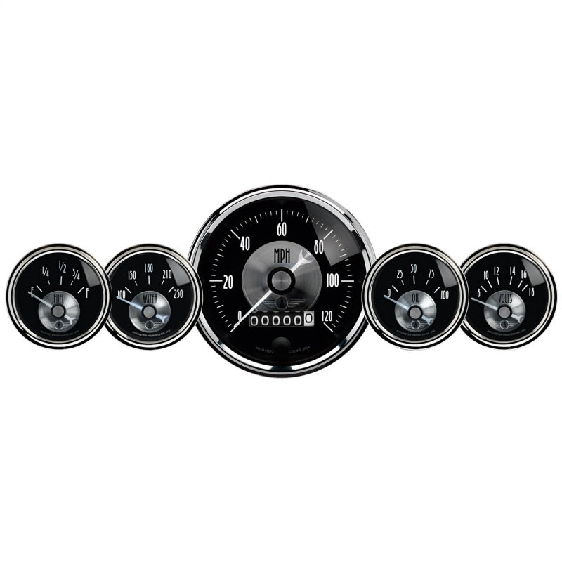Autometer Prestige Series Black Diamond 3-3/8in Electric Speedometer 2-1/16in Elecrtric Oil Pressure