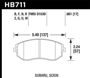 Hawk 13 Subaru BRZ/13 Legacy 2.5i / 13 Scion FR-S DTC-30 Front Street Brake Pads