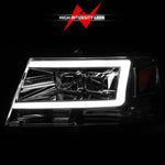 ANZO 2004-2008 Ford  F-150 Projector Headlights w/ Light Bar Chrome Housing