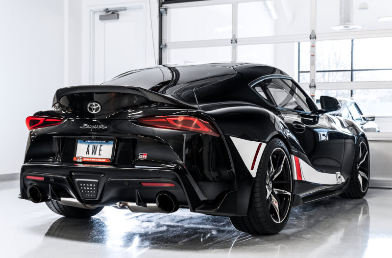 AWE Tuning 2020 Toyota Supra A90 Resonated Touring Edition Exhaust - 5in Chrome Silver Tips