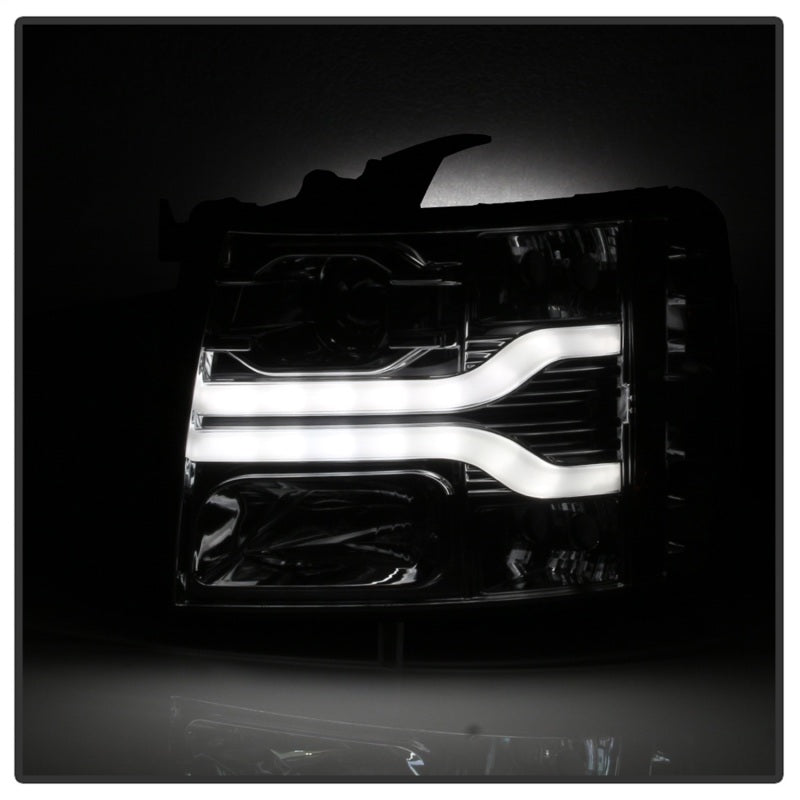 Spyder Chevy Silverado 1500 07-13 Version 3 Projector Headlights - Smoke PRO-YD-CS07V3-LBDRL-SM