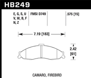 Hawk 98-02 Chevrolet Camaro SS/Z28 / 98-02 Pontiac Firebird HT-10 Race Front Brake Pads