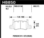 Hawk 2019 Porsche 911 /GT3  DTC-70 Race Rear Brake Pads