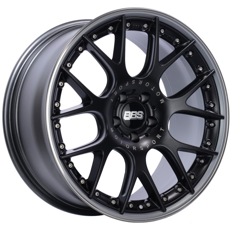 BBS CH-RII 20x9 5x112 ET30 Satin Black Center Platinum Lip SS Rim Prot Wheel -82mm PFS/Clip Req