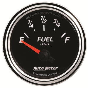 Autometer Designer Black II 52mm 240 Ohm Empty/33 Ohm Full Fuel Level Gauge