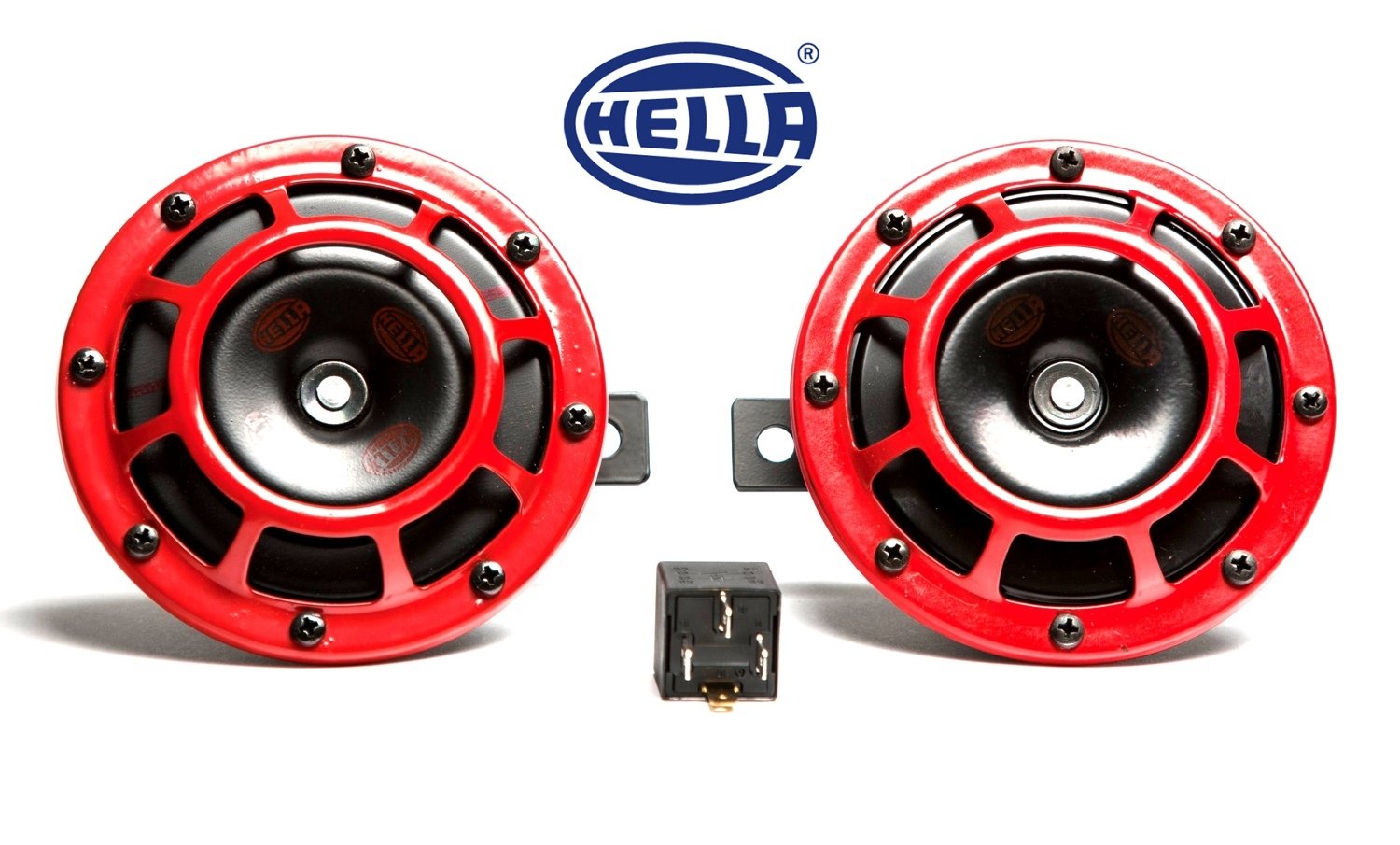 Hella - Supertone Horn Kit 12V 300/500HZ - Pair of 2 - RED - UNIVERSAL - 003399801