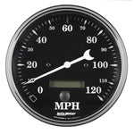 Auto Meter Gauge Speedo. 5in 120mph Elec. Prog. w/ LCD Odo Old Tyme Black