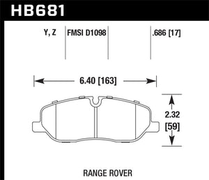 Hawk 05-09 Range Rover LR3 D1098 Performance Ceramic Street Front Brake Pads