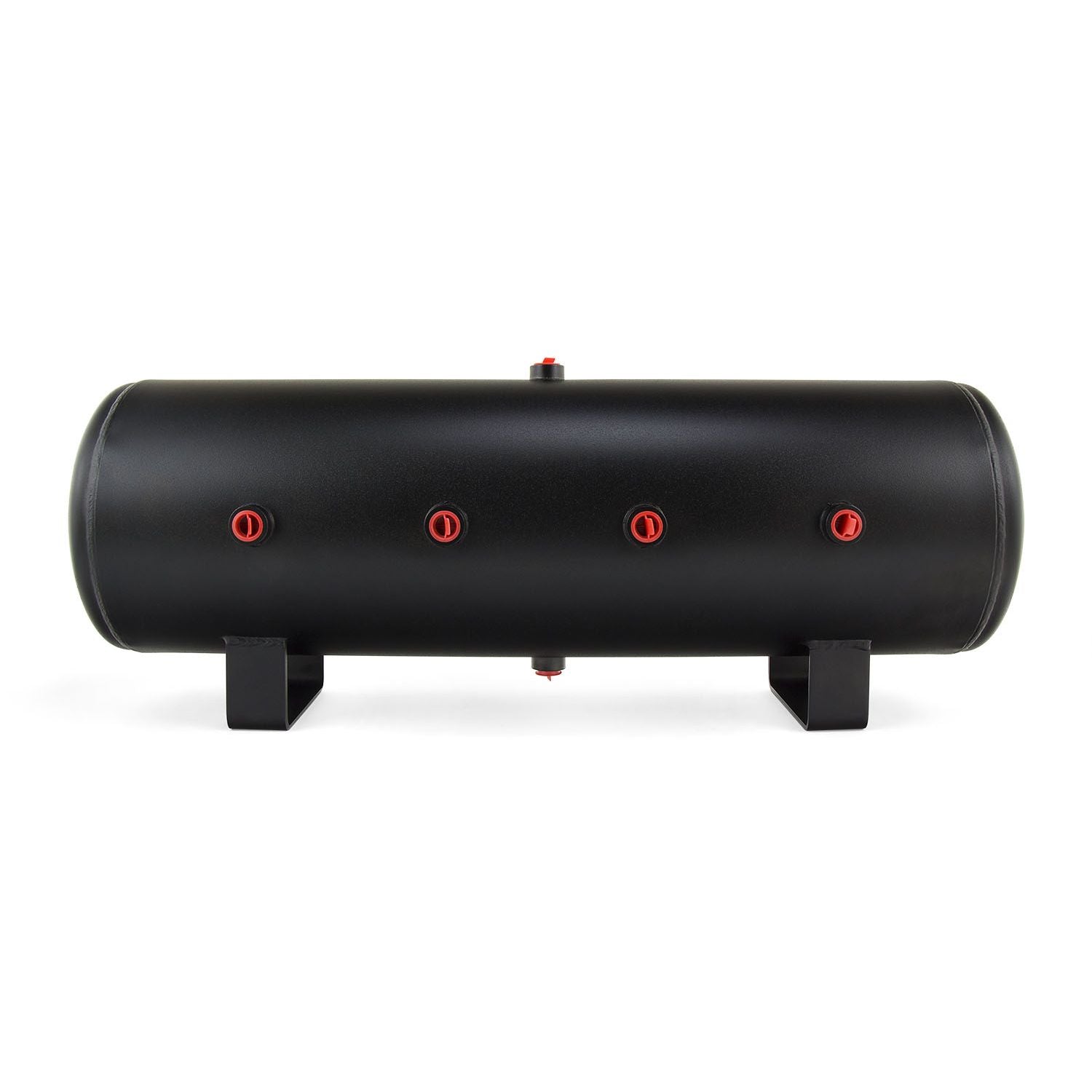 8.5 Gallon Air Tank; (8) 1/2 in.  ports; 12 1/2? H x 32 1/2? L ; Interior and exterior of this tank is powder coated black to resist rust; DOT Approved