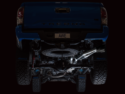 AWE Tuning 16-22 Toyota Tacoma 0FG Cat-Back Exhaust w/ BashGuard - Dual Diamond Black Tips