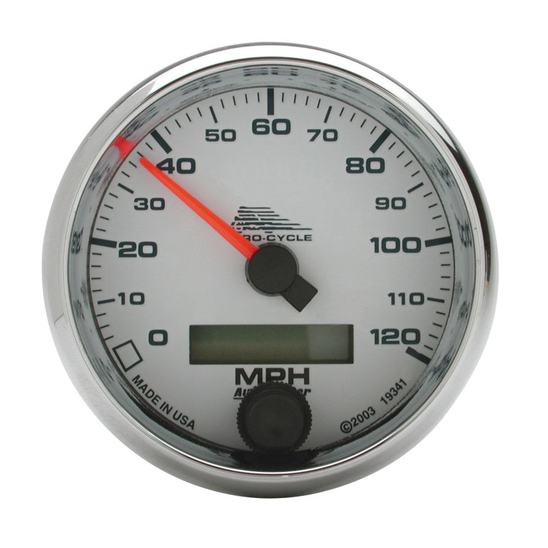 Autometer Pro-Cycle Gauge Speedo 2 5/8in 120 Mph Elec White