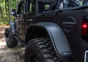 Bushwacker 2018+ Jeep Wrangler (JL) Unlimited Flat Style Flares 4pc - Black