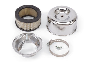 Edelbrock Air Cleaner 94 Series Round Steel Top 4 65In Dia X 3 125In 2 63In ID Raised Base Chrome