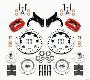 Wilwood Forged Dynalite Front Kit 12.19in Drilled Red 69-70 Impala Drum/Disc 69-82 Vette