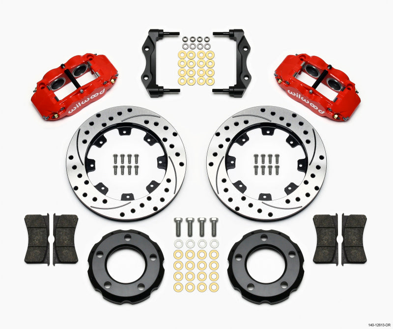 Wilwood Narrow Superlite 4R Front Kit 12.19in Drilled Red 82-86 Jeep CJ