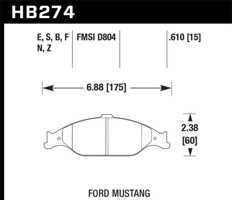 Hawk 1999-2004 Ford Mustang Base 3.8 HPS 5.0 Front Brake Pads