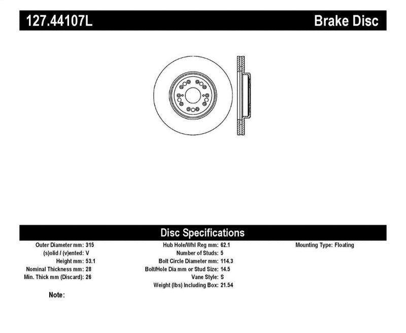 StopTech 95-00 Lexus LS 400 Left Front Slotted & Drilled Rotor