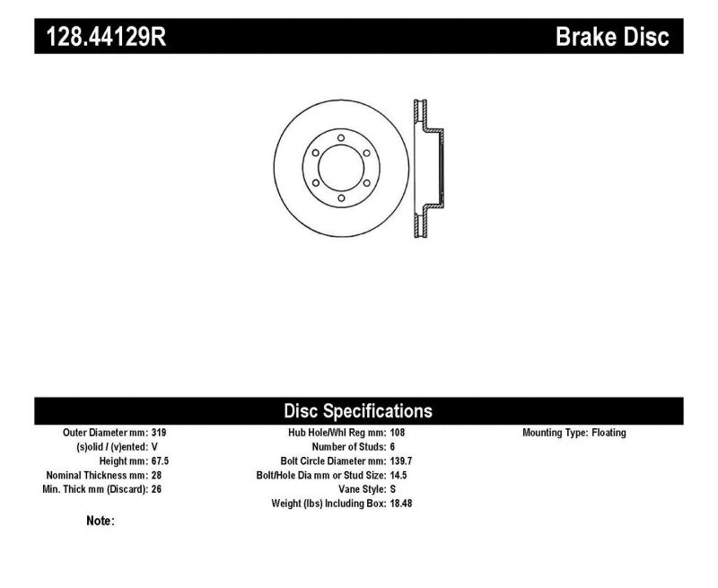 StopTech 05-09 Toyota Tacoma/03-09 4 Runner Drilled Right Front Rotor