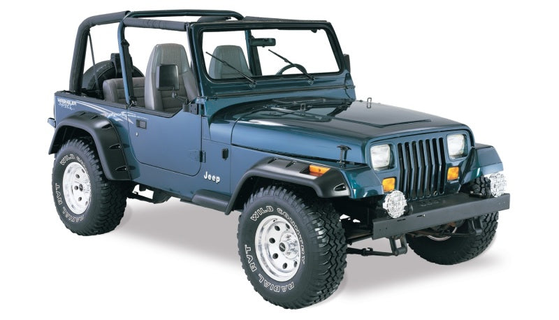 Bushwacker 87-95 Jeep Wrangler Cutout Style Flares 4pc Cutting Optional Not Renegade - Black