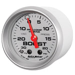 Autometer Marine Silver Ultra-Lite 2-1/16in 0-30 HG / 0-20 PSI Vacuum / Boost Gauge