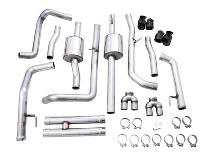 AWE Tuning 4th Gen GM 1500 6.2L 0FG Cat-Back Split Rear Exit (w/ Bumper Cutouts) - Quad Diamond Tips