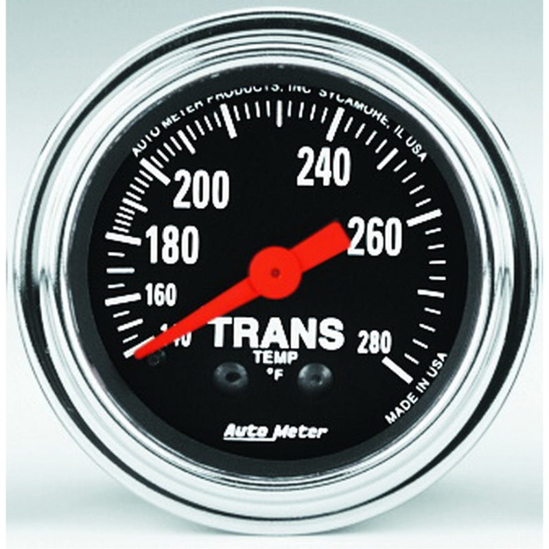 AutoMeter Gauge Trans Temp 2-1/16in. 140-280 Deg. F Mechanical 8ft. Traditional Chrome