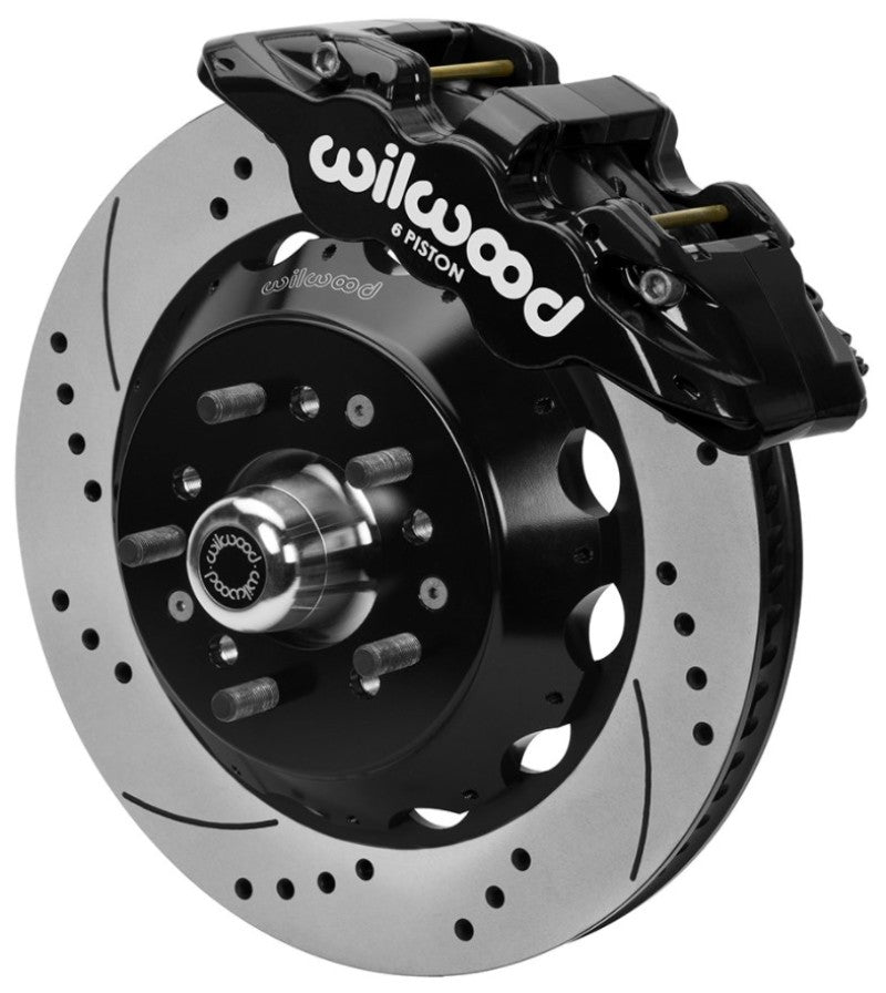 Wilwood 70-81 FBody/75-79 A&XBody AERO6 Frt BBK 14in D/S Rtr Blk Calipers Use w/ Pro Drop Spindle