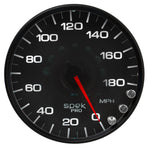 Autometer Spek-Pro Gauge Speedometer 5in 180 Mph Elec. Programmable Black/Black
