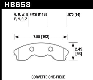 Hawk 2010-2013 Chevy Corvette Grand Sport (One-Piece Pads) ER-1 Motorsports Front Brake Pads