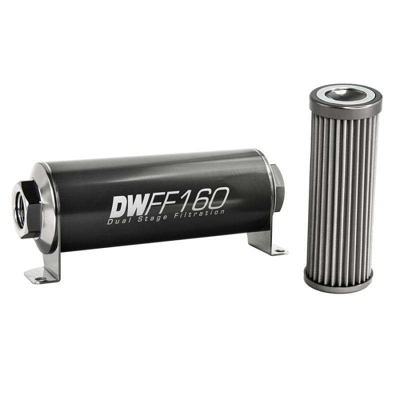 DeatschWerks Stainless Steel 8AN 40 Micron Universal Inline Fuel Filter Housing Kit (160mm)