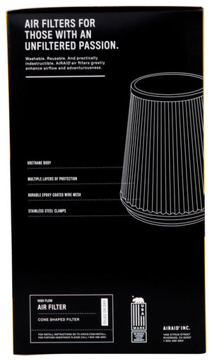 Airaid Universal Air Filter - Cone 4in FLG x 6in B x 4-5/8in T x 9 H