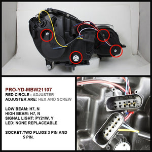 Spyder Mercedes Benz E-Class 07-09 Projector Headlights Halogen - DRL Chrm PRO-YD-MBW21107-DRL-C