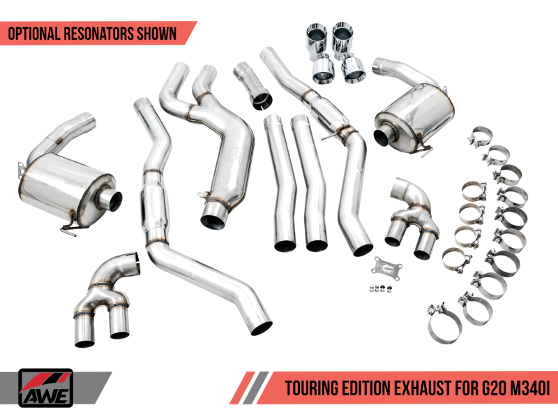 AWE Tuning 2019+ BMW M340i (G20) Resonated Touring Edition Exhaust (Use OE Tips)