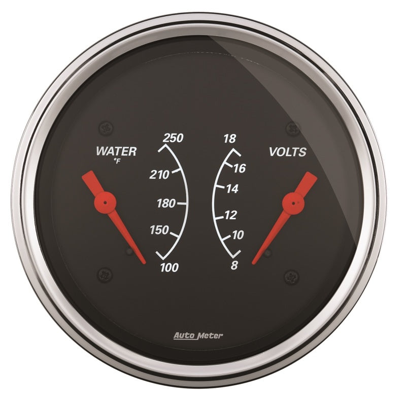 AutoMeter Gauge Dual Wtmp & Volt 3-3/8in. 250 Deg. F & 18V Elec Designer Black