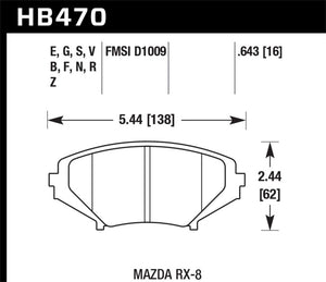 Hawk 04-09 RX8 Blue Race Front Brake  Pads D1009