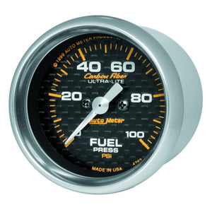 Autometer Carbon Fiber 52mm 100 PSI Electronic Fuel Pressure Gauge