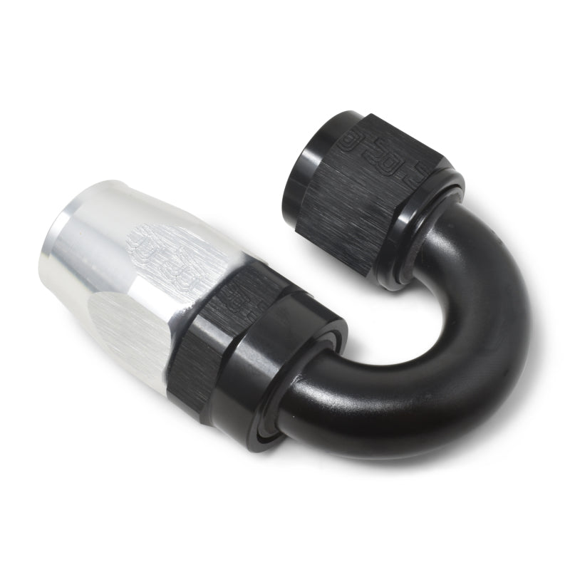 Russell Performance -6 AN Black/Silver 180 Degree Tight Radius Full Flow Swivel Hose End