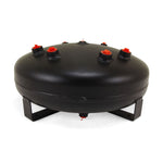4 Gallon Air Tank; (1) 1/8 in.  bottom drain port (1) 1/4 in.  port (2) 3/8 in.  ports & (4) 1/2 in.  ports; 8 in.  H x 16 in.  D ; Interior and exterior of this tank is powder coated black to resist rust; DOT Approved
