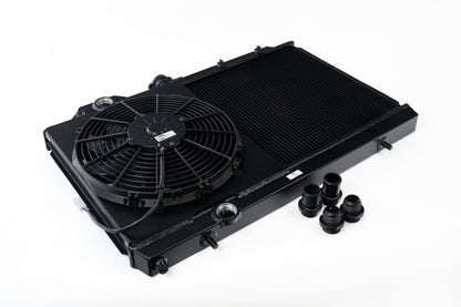 CSF 01-07 Mitsubishi Evo 7/8/9 Full-Slim Radiator w/12in Fan &amp; Shroud/-16AN - Black