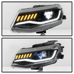 Spyder Chevy Camaro 16-18 Halogen Model Full LED Headlights Black PRO-YD-CCAM16HALAP-SEQ-BK