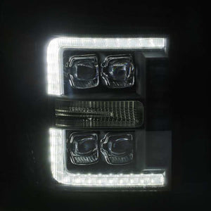 AlphaRex 11-16 Ford F-350 SD NOVA LED Projector Headlights Plank Style Blk w/Activ Light/Seq Signal