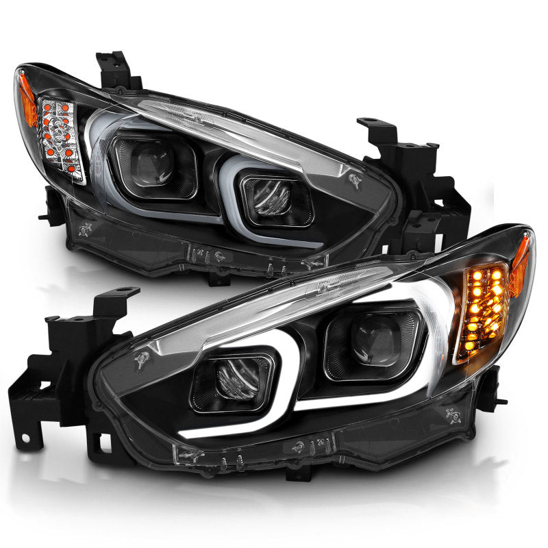 ANZO 2014-2015 Mazda 6 Projector Headlights w/ Plank Style Design Black